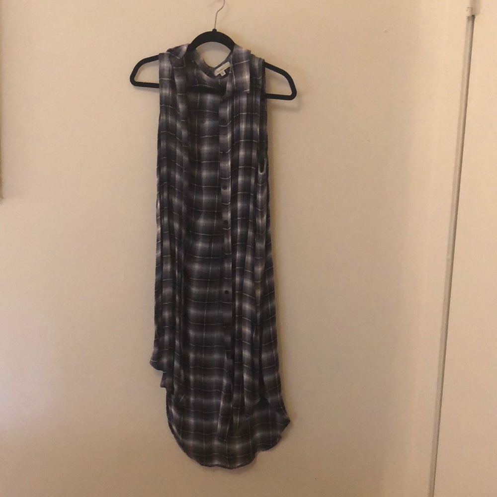 long plaid button down